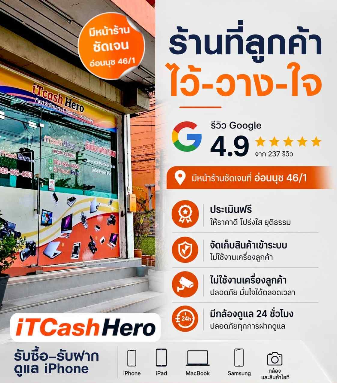iTCashHero อ่อนนุช 46/1 พร้อมข้อมูลรีวิว Google และจุดเด่นการดูแลสินค้า